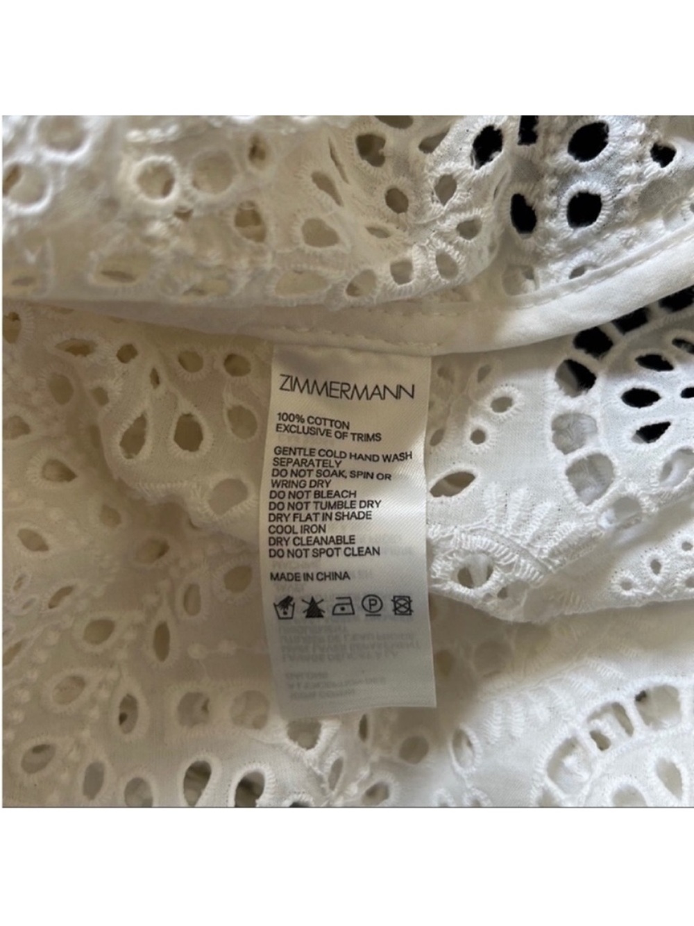 Zimmerman Lace Eyelet Short Sleeve Top in Pearl White Like New EUC - Picture 9 of 14